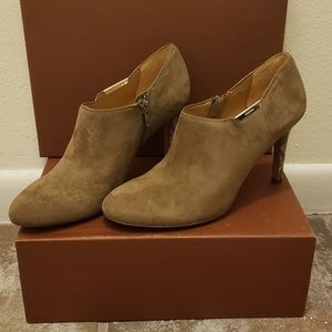 Coach suede with snake print heels bootie